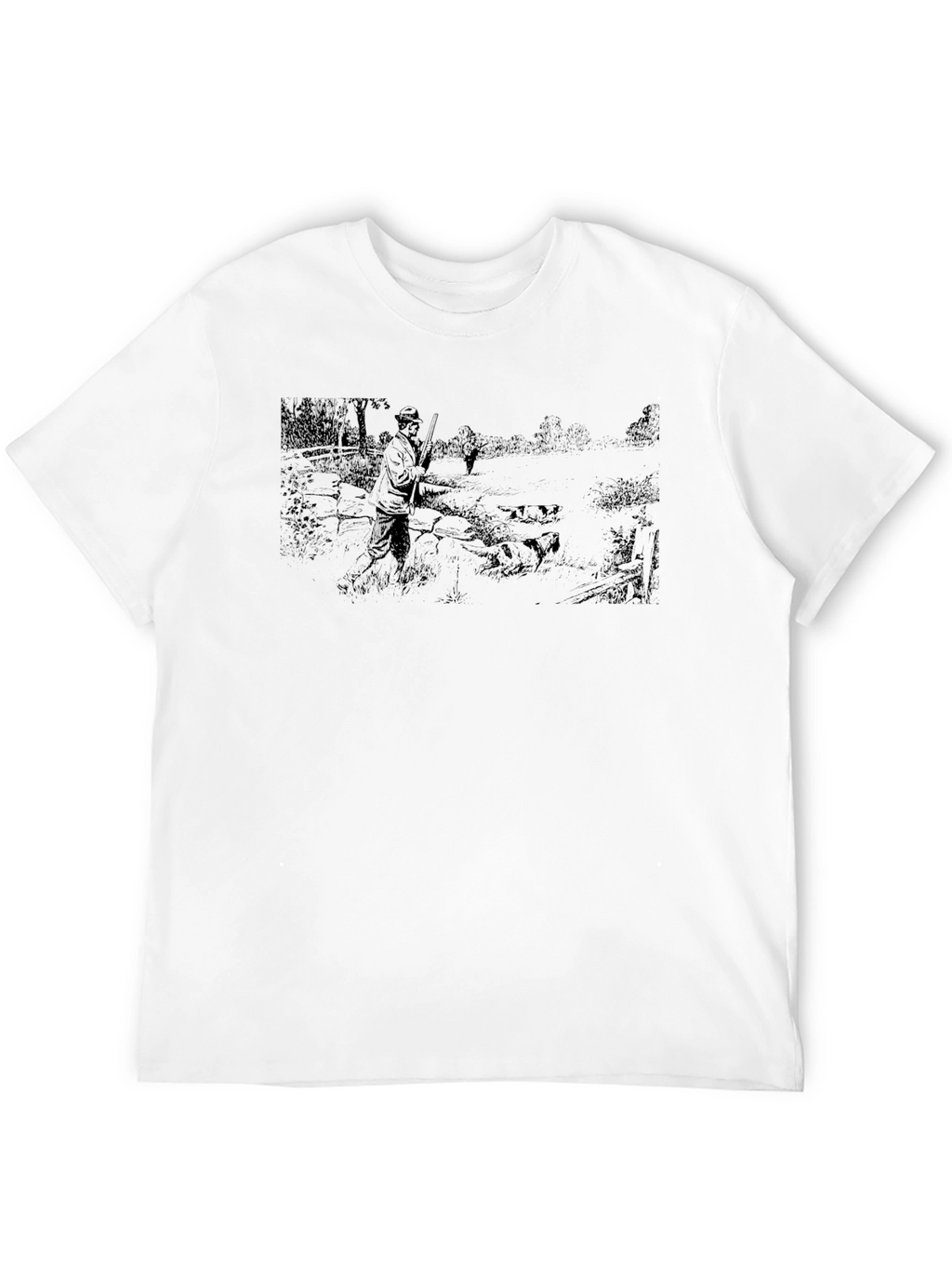 Vintage Hunter & Dogs T-Shirt – Rustic Outdoor Graphic Tee
