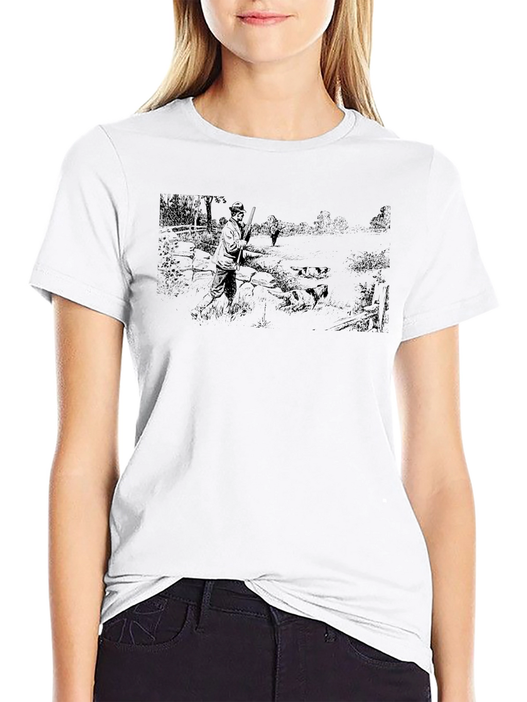 Vintage Hunter & Dogs T-Shirt – Rustic Outdoor Graphic Tee