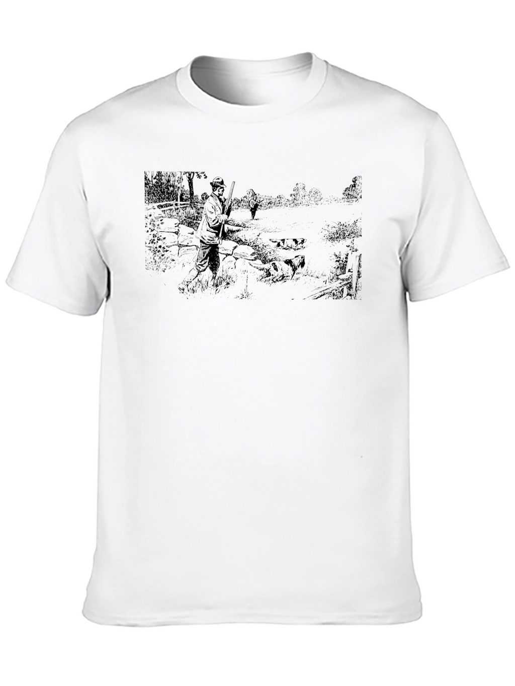 Vintage Hunter & Dogs T-Shirt – Rustic Outdoor Graphic Tee