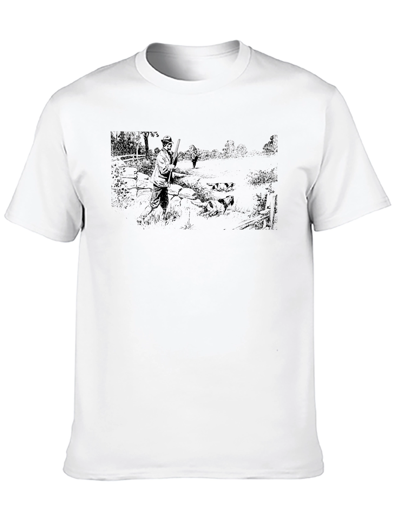 Vintage Hunter & Dogs T-Shirt – Rustic Outdoor Graphic Tee