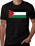Palestine Flag T-Shirt - Black Crew Neck Tee