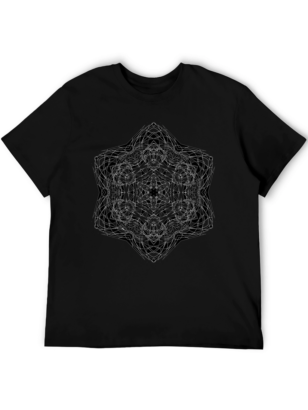 Abstract Geometric Print Black T-Shirt