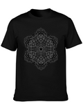 Abstract Geometric Print Black T-Shirt