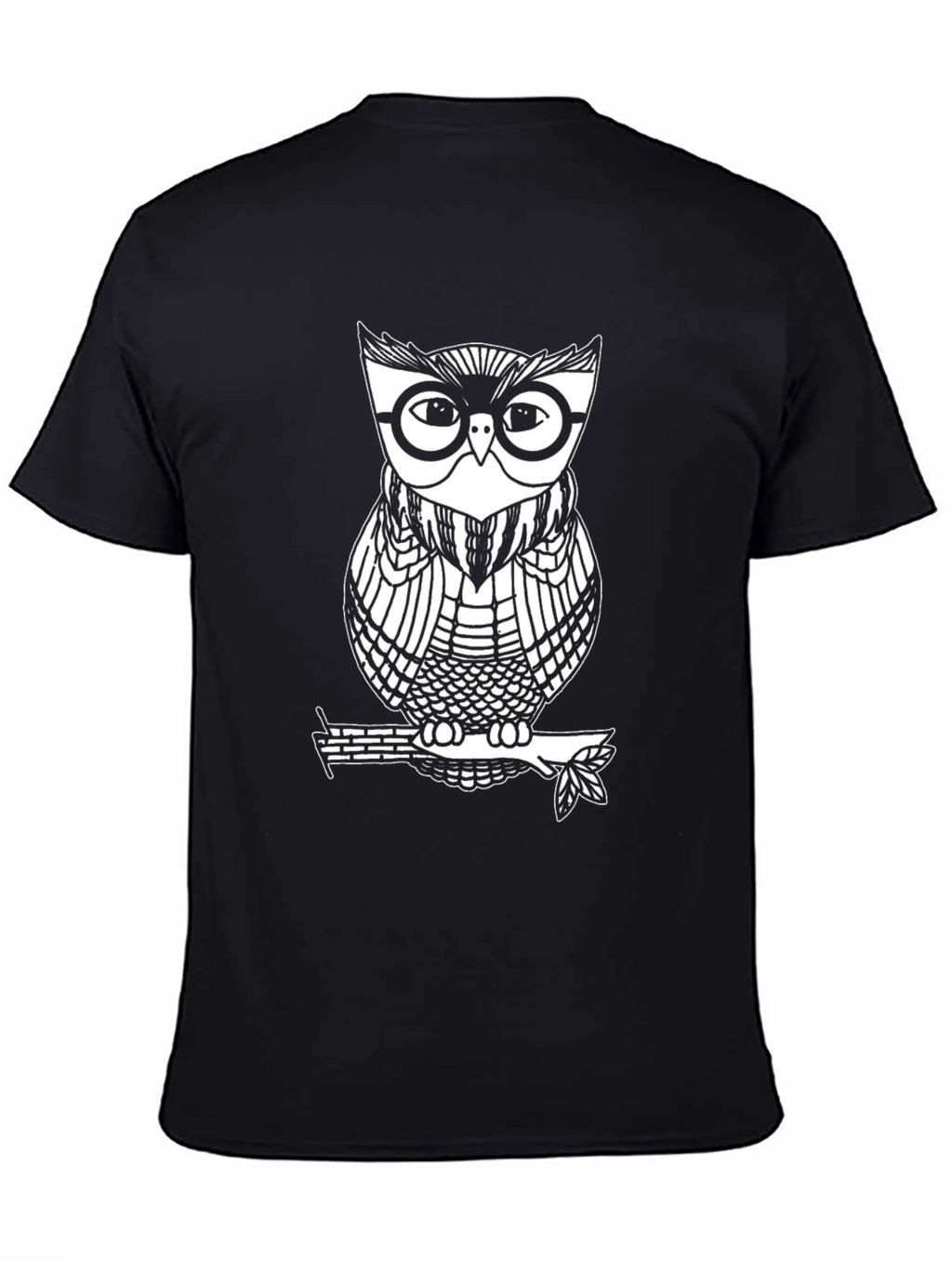 Cool Owl Graphic Tee - Black Cotton Blend