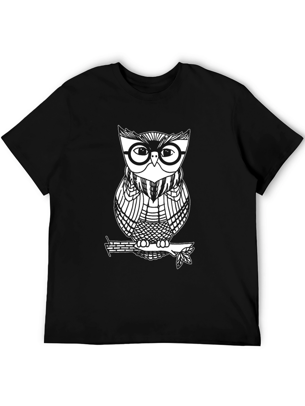 Cool Owl Graphic Tee - Black Cotton Blend