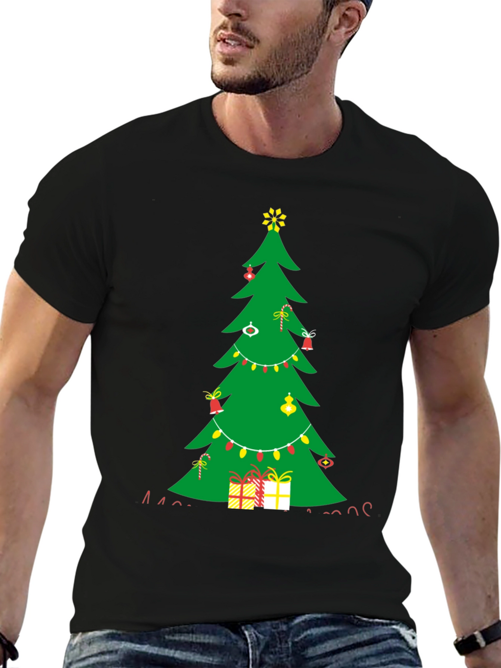 Festive Christmas Tree Graphic Tee - Holiday Style