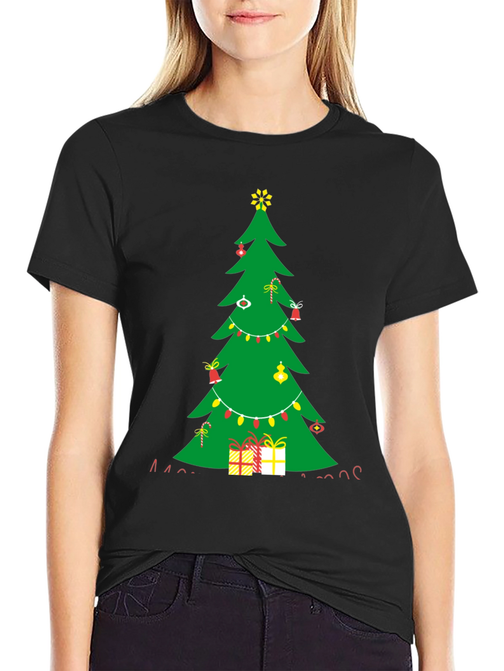 Festive Christmas Tree Graphic Tee - Holiday Style