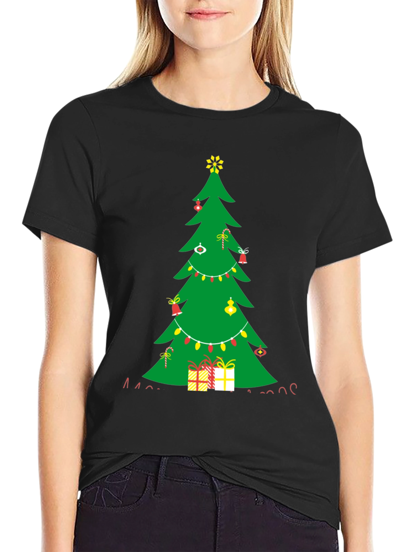 Festive Christmas Tree Graphic Tee - Holiday Style
