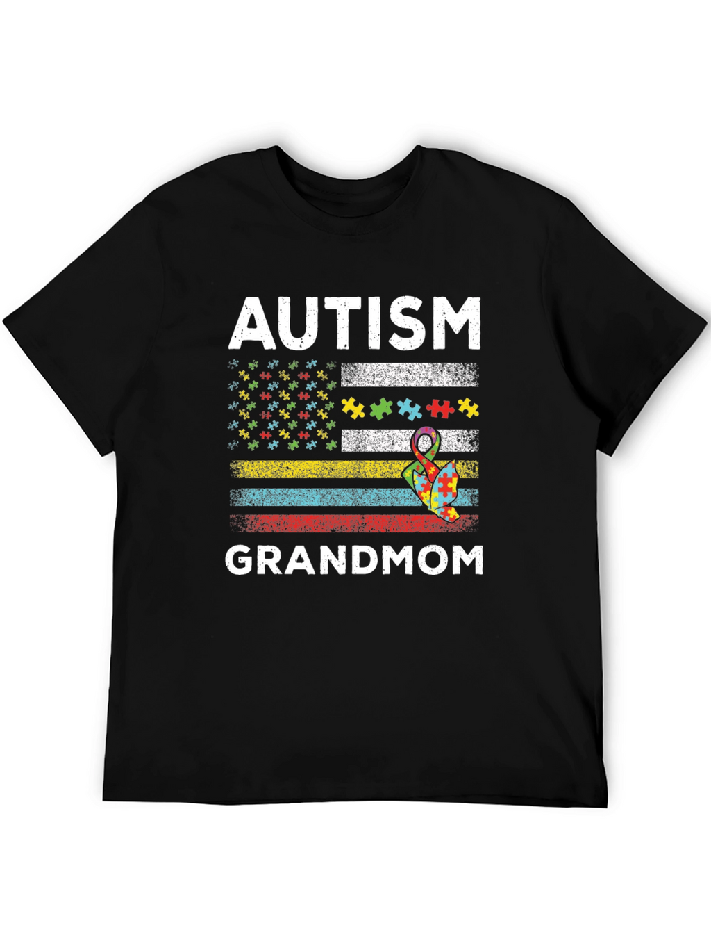Autism Grandmom American Flag T-Shirt