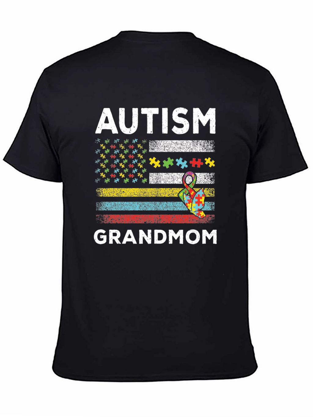 Autism Grandmom American Flag T-Shirt