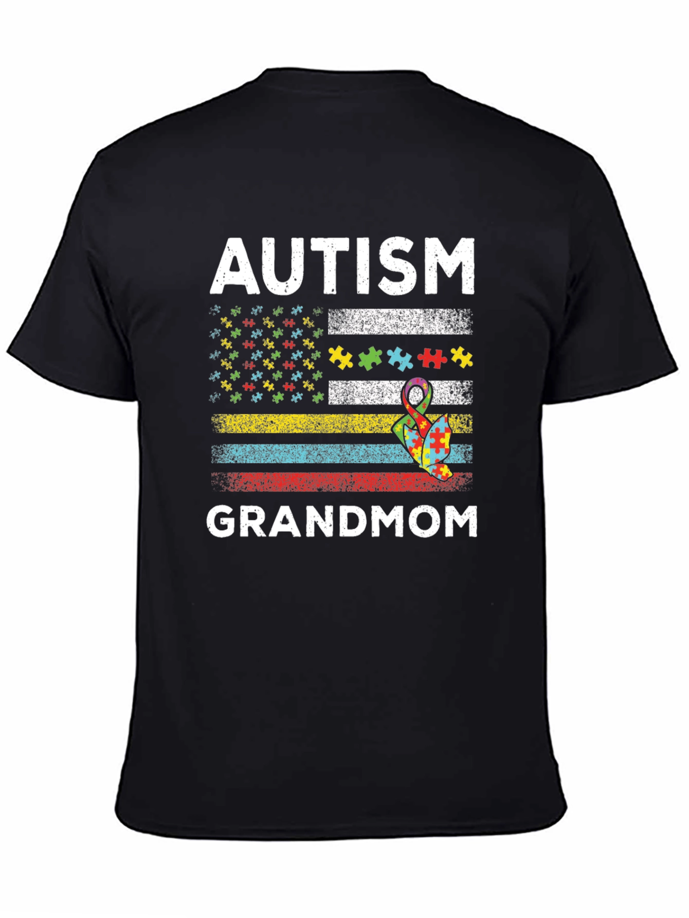 Autism Grandmom American Flag T-Shirt