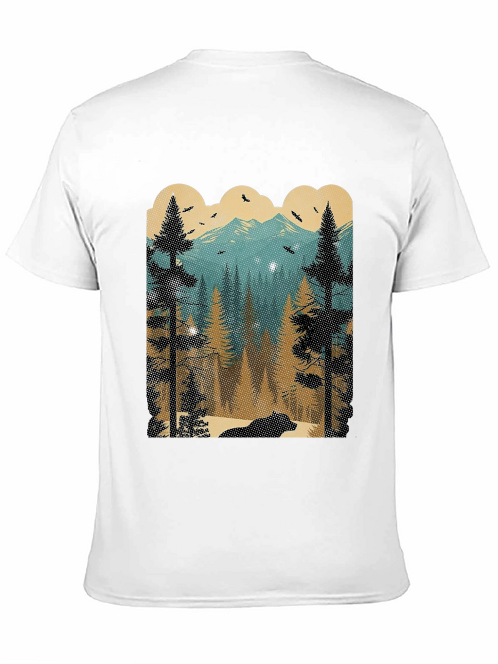 Nature Scene Graphic Tee - Bear in Woods Design