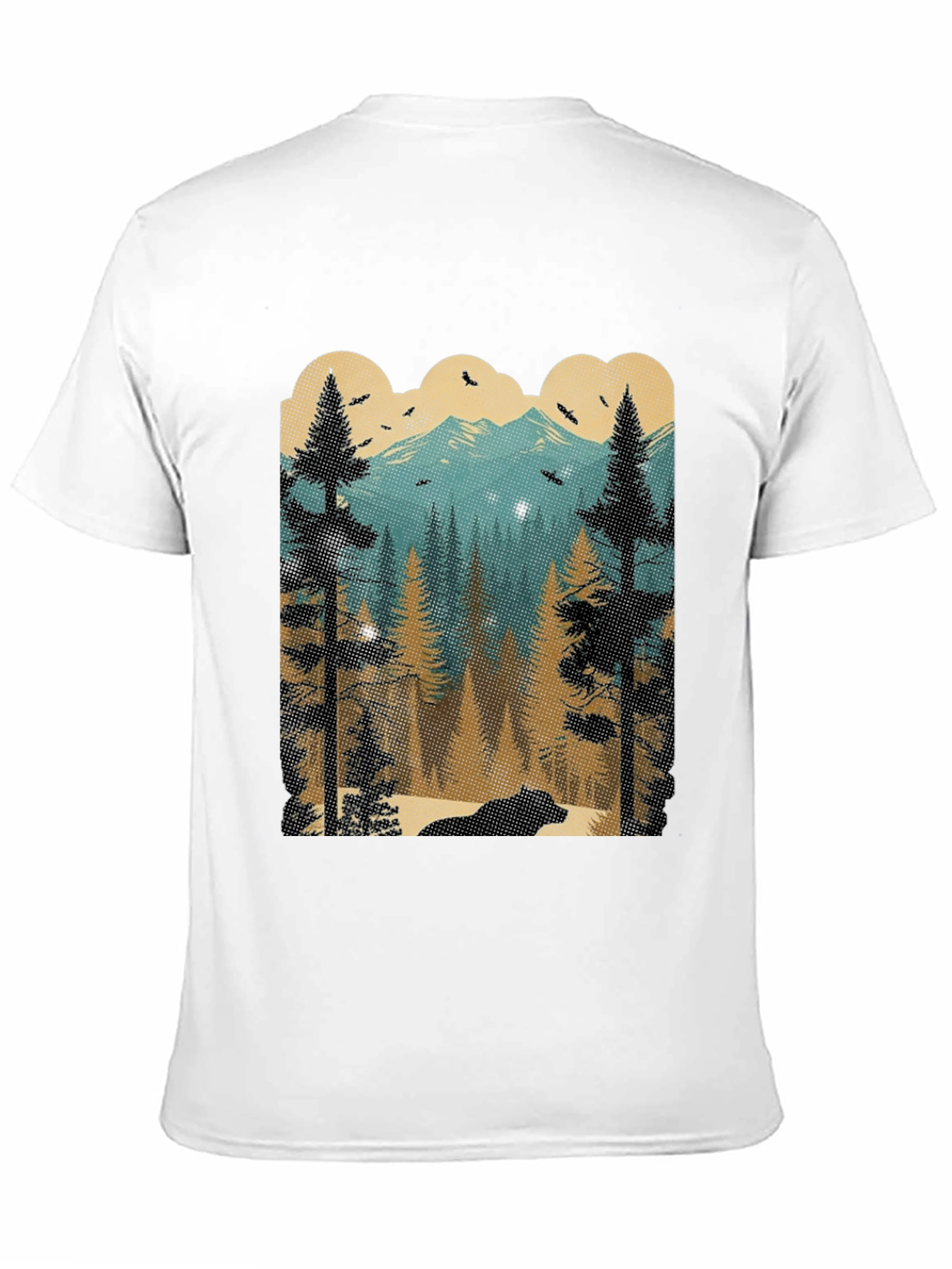 Nature Scene Graphic Tee - Bear in Woods Design