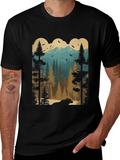 Nature Scene Graphic Tee - Bear in Woods Design