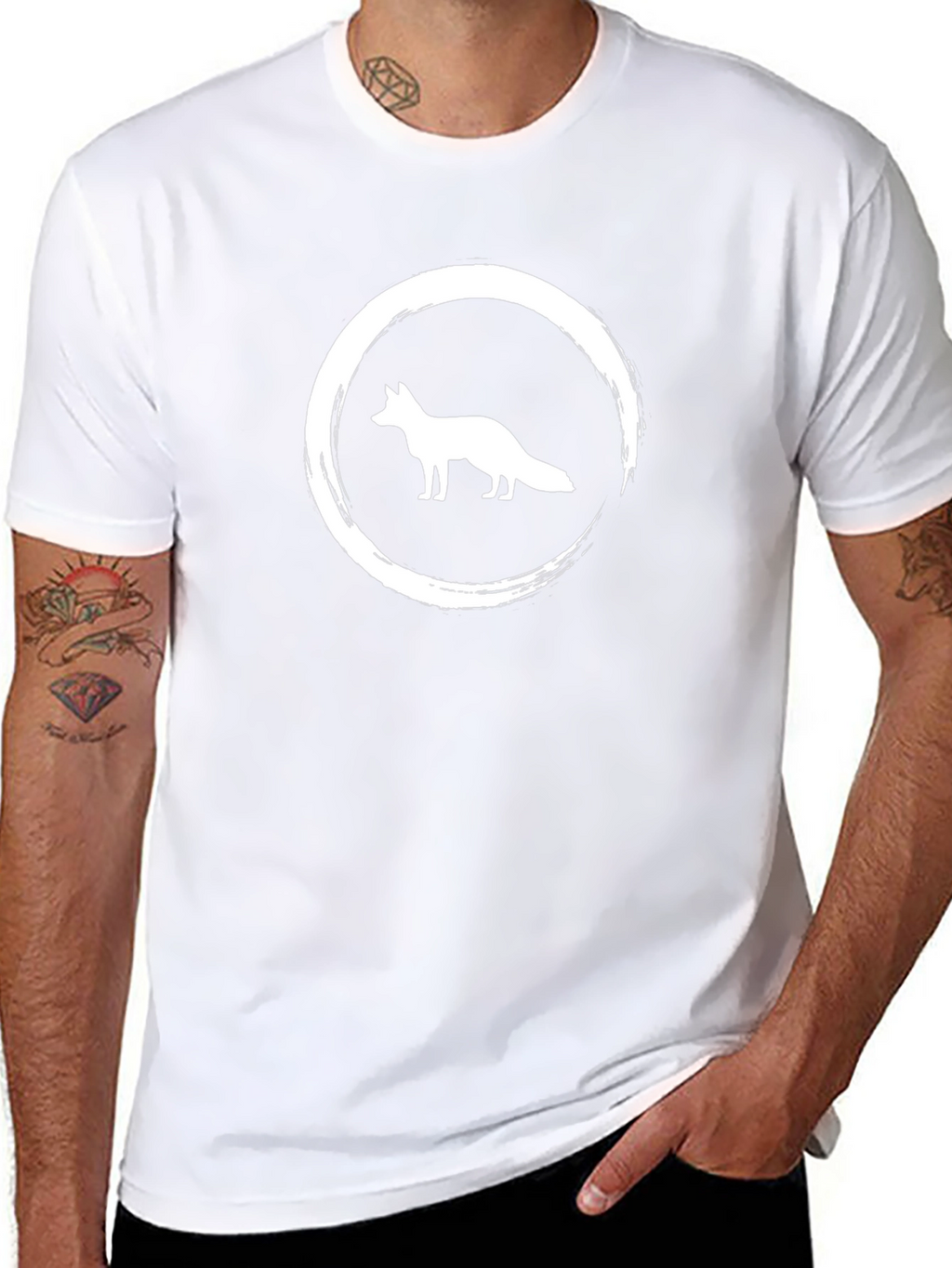 Mens Black T-Shirt with Fox Graphic Design