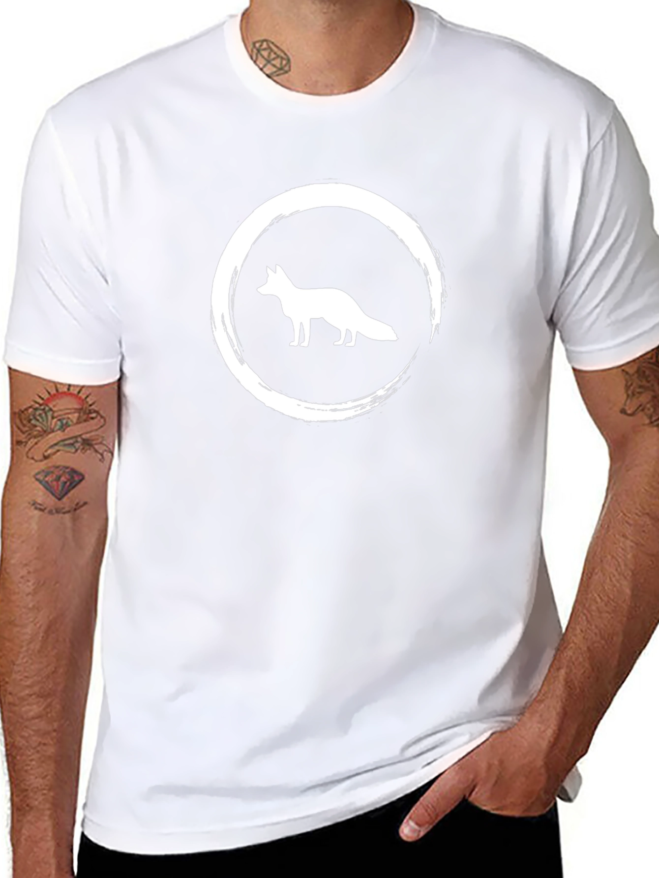 Mens Black T-Shirt with Fox Graphic Design