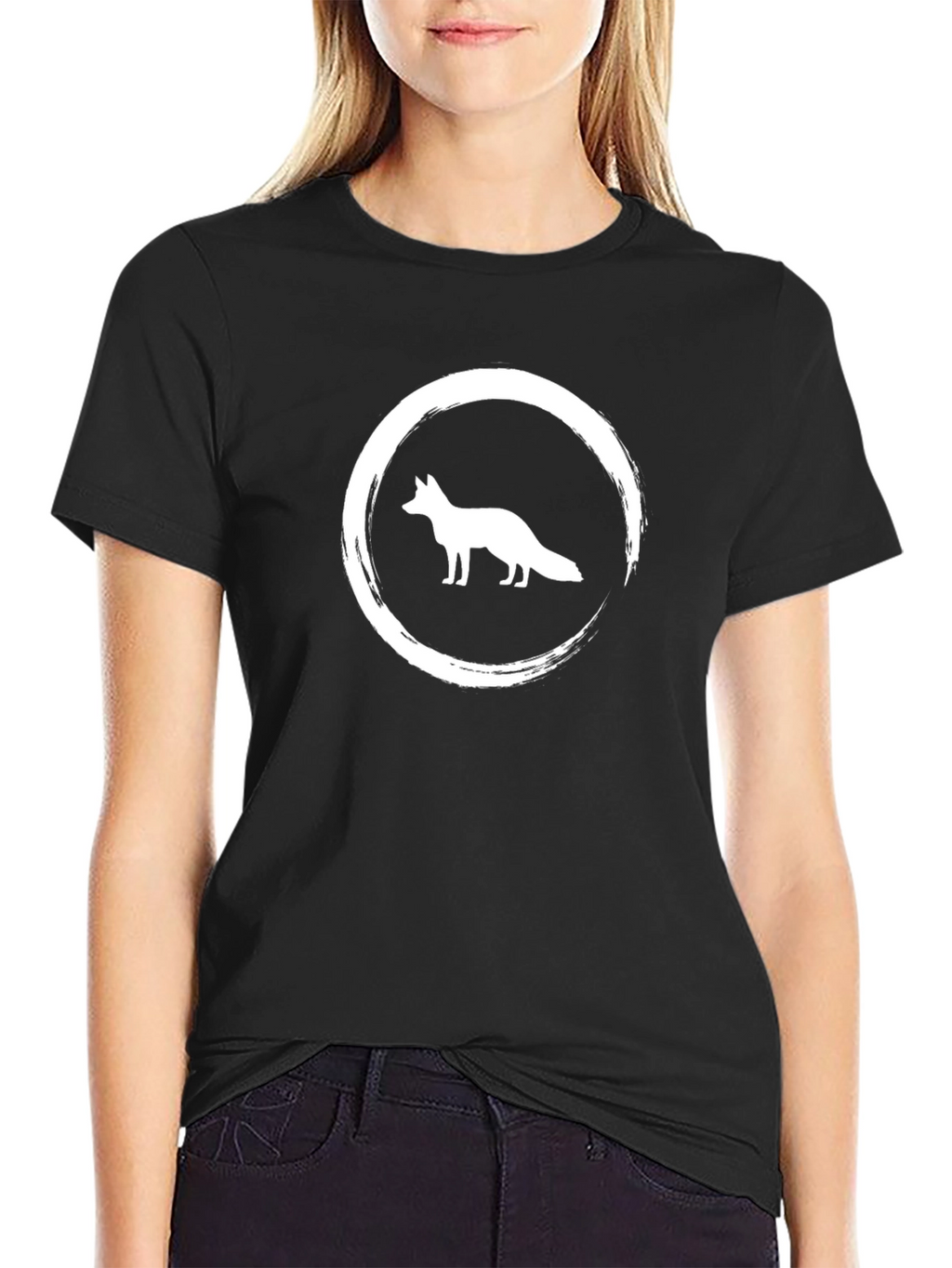 Mens Black T-Shirt with Fox Graphic Design