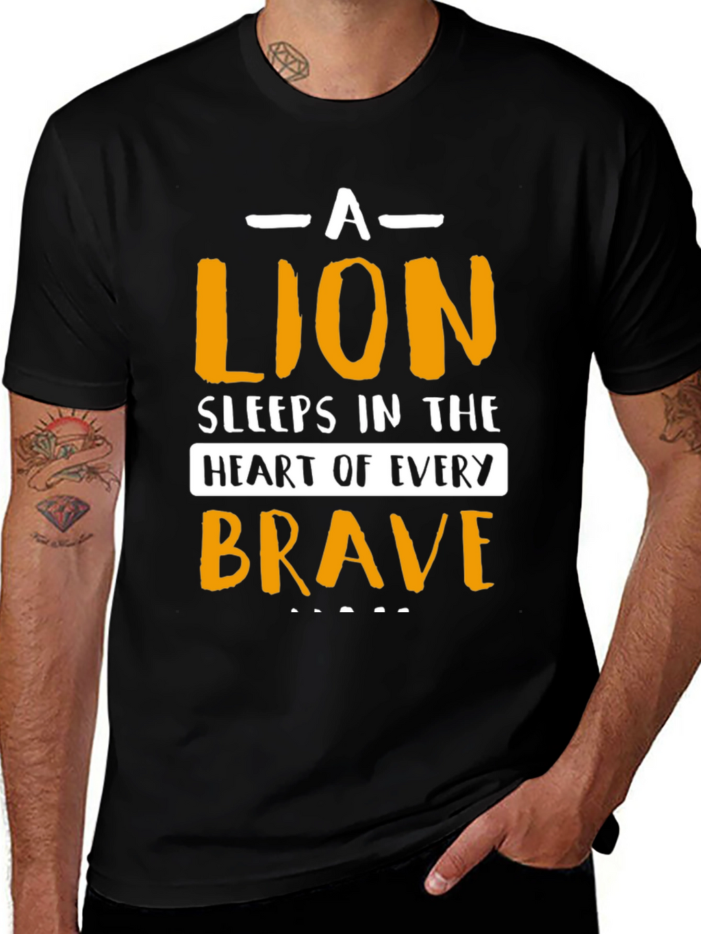 Brave Lion Graphic T-Shirt - Black