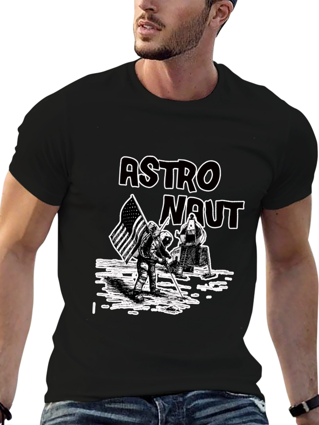 Astronaut Graphic Print Tee - Lunar Landing