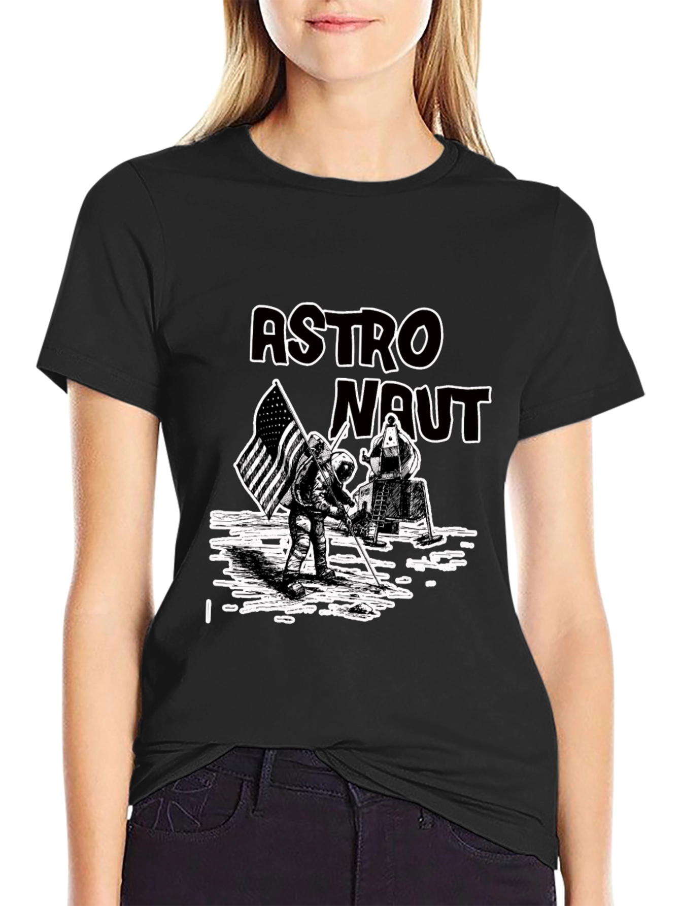 Astronaut Graphic Print Tee - Lunar Landing