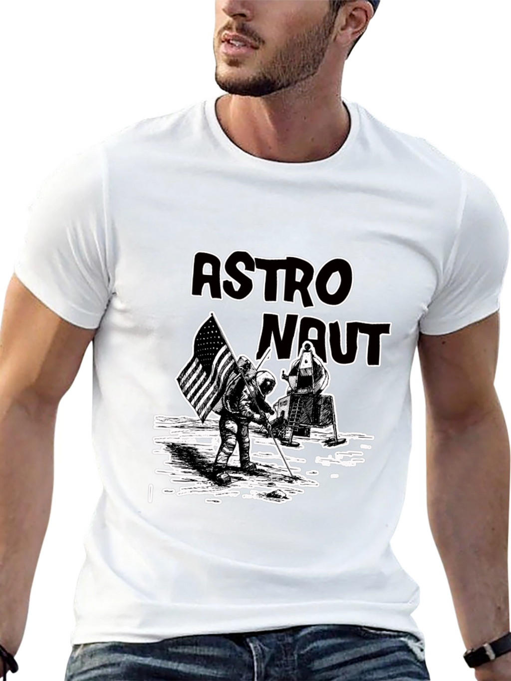 Astronaut Graphic Print Tee - Lunar Landing