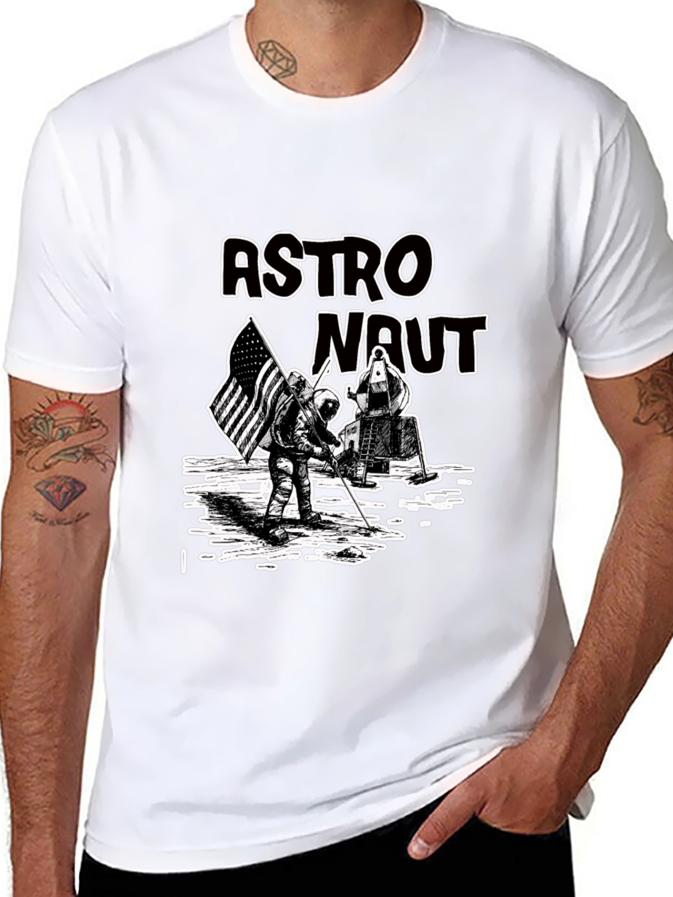 Astronaut Graphic Print Tee - Lunar Landing