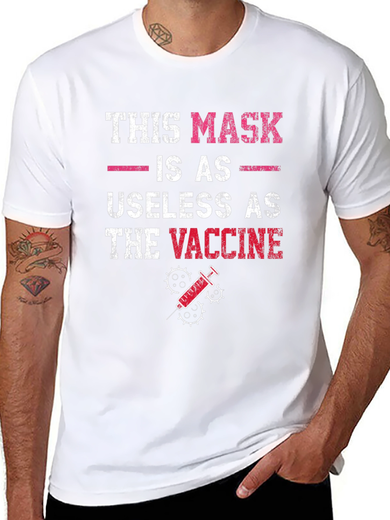 Humorous Anti-Vaccine T-Shirt: Mask Useless as Vaccine