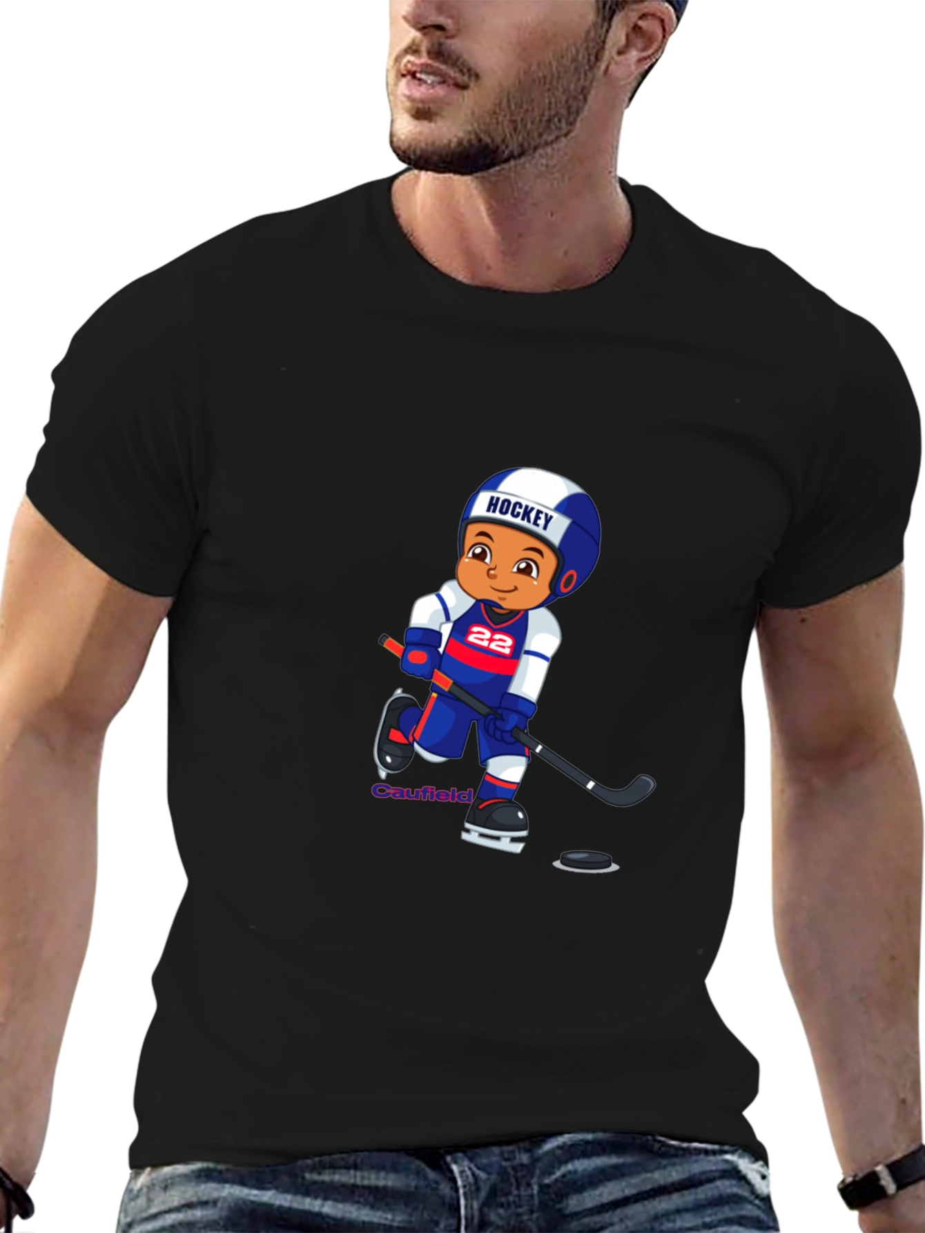 Hockey Cartoon Graphic T-Shirt