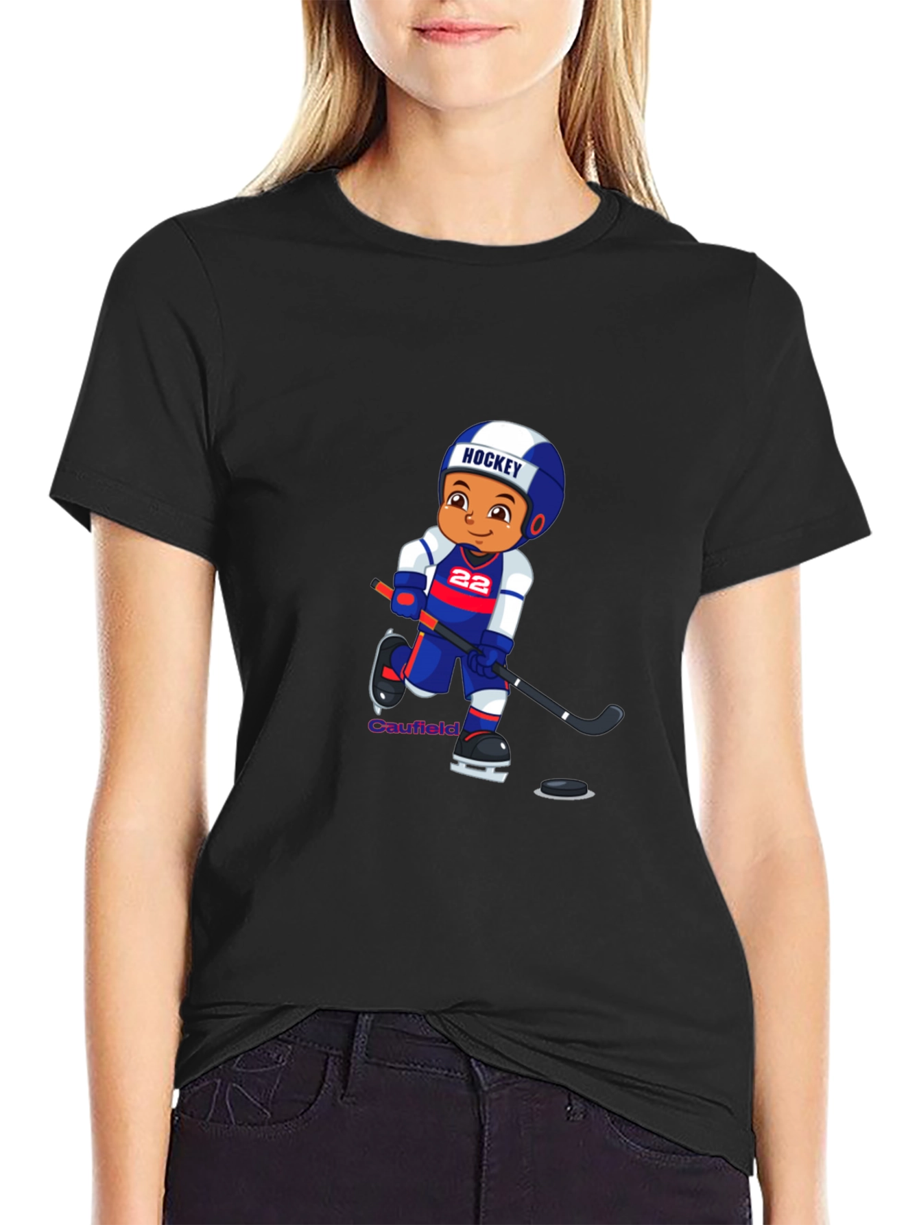 Hockey Cartoon Graphic T-Shirt