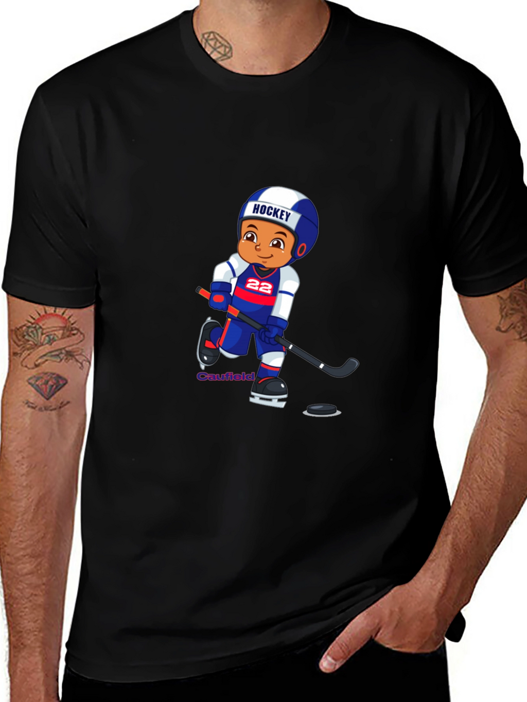 Hockey Cartoon Graphic T-Shirt