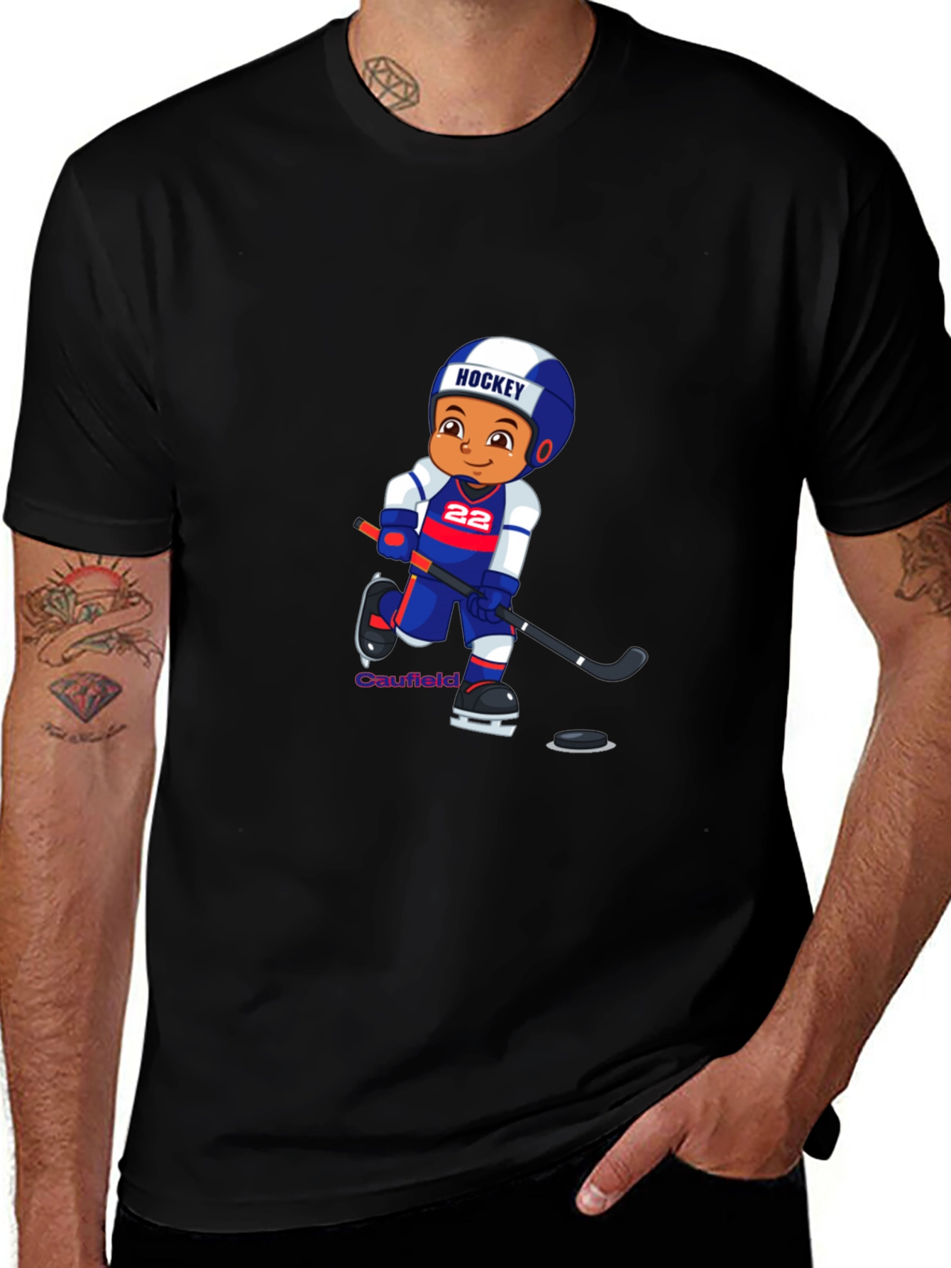 Hockey Cartoon Graphic T-Shirt