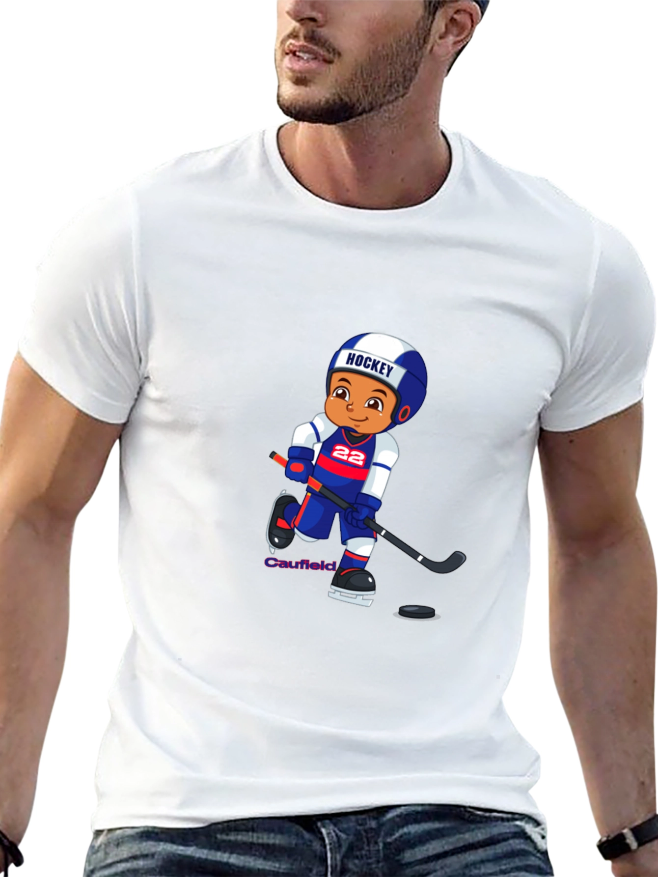 Hockey Cartoon Graphic T-Shirt