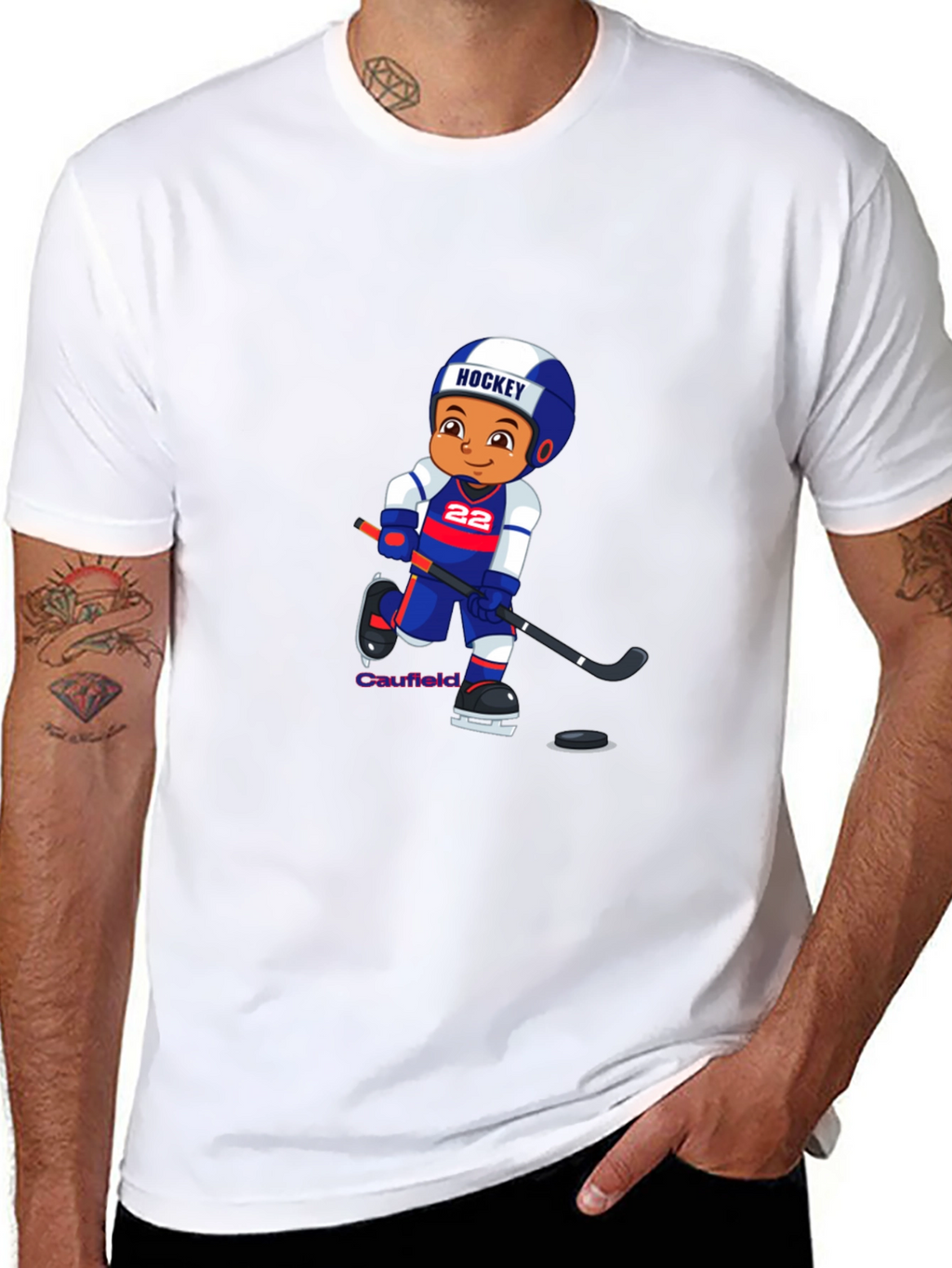 Hockey Cartoon Graphic T-Shirt