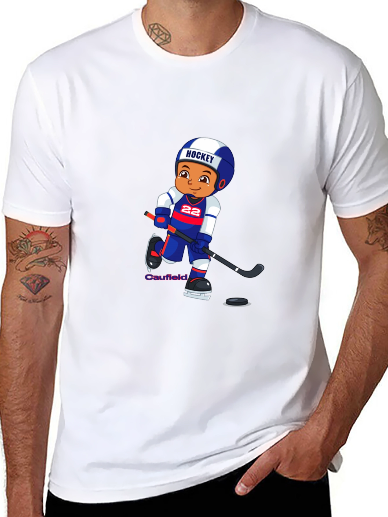 Hockey Cartoon Graphic T-Shirt