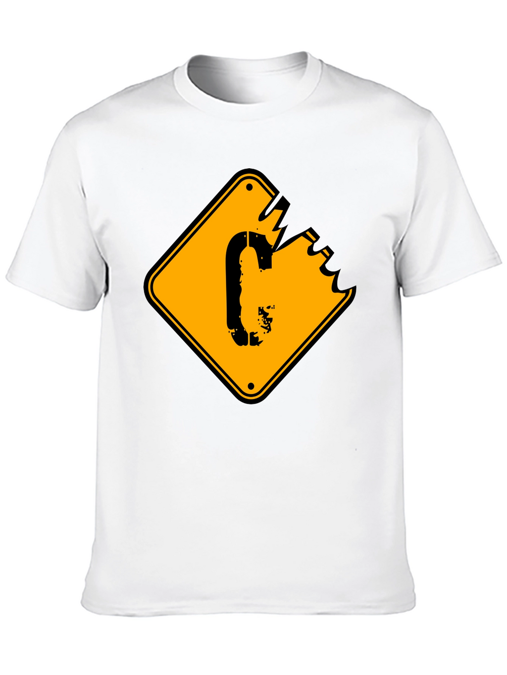 Mens Black T-shirt with Yellow Sign Graphic