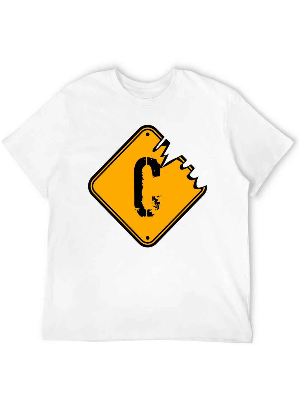 Mens Black T-shirt with Yellow Sign Graphic