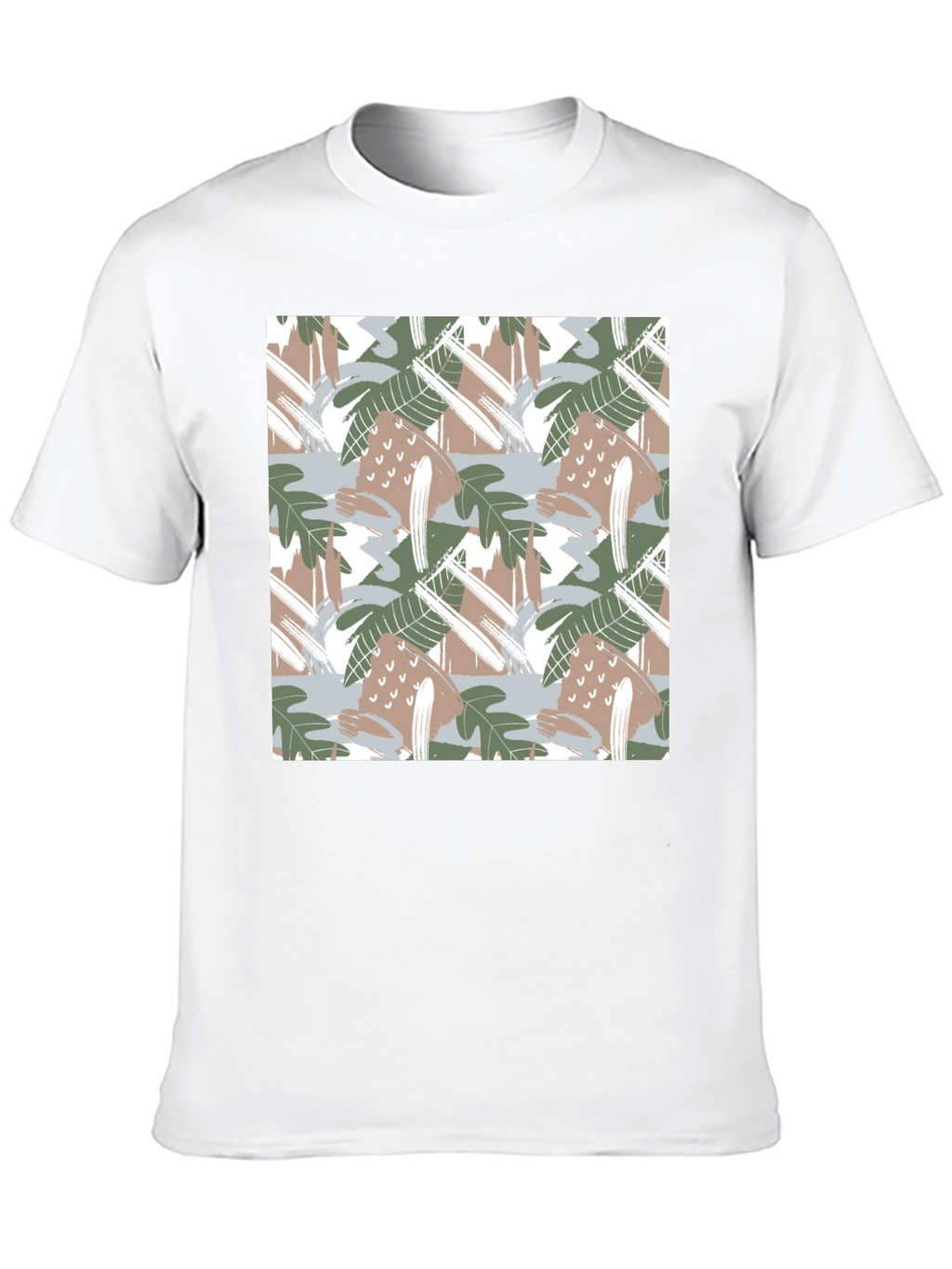 Trendy Abstract Leaf Print Black T-Shirt