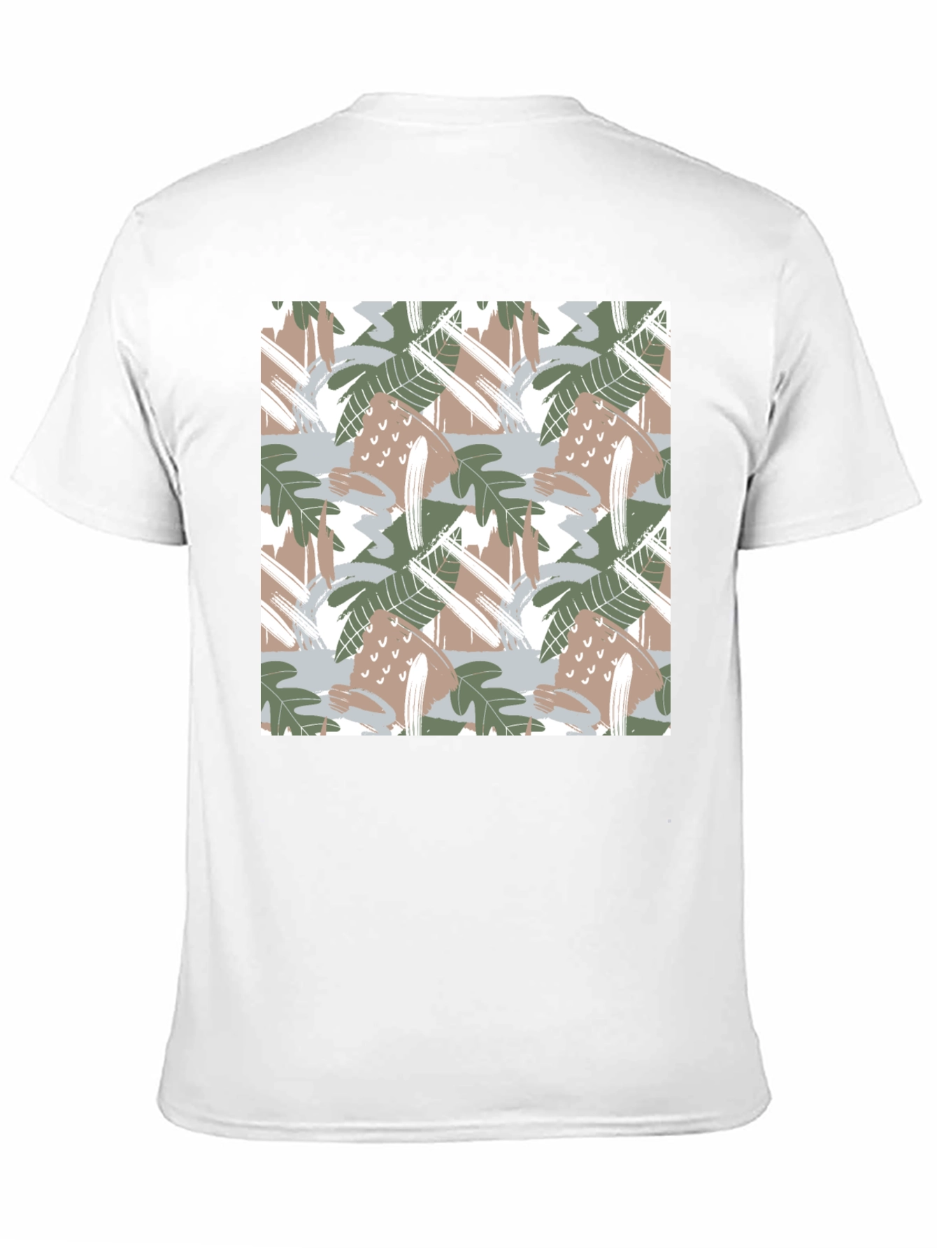 Trendy Abstract Leaf Print Black T-Shirt