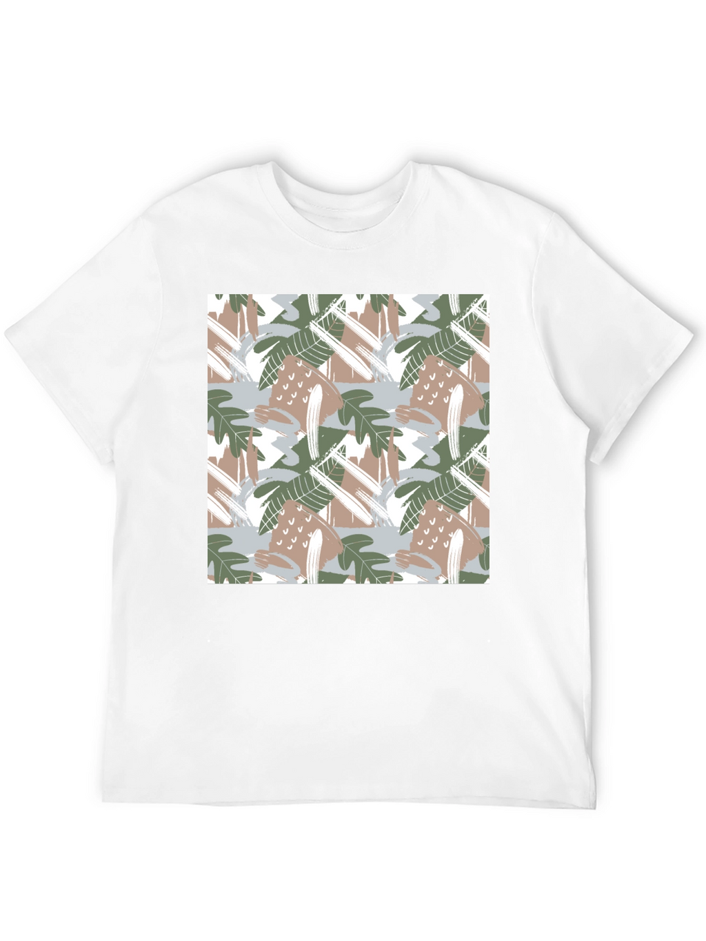 Trendy Abstract Leaf Print Black T-Shirt