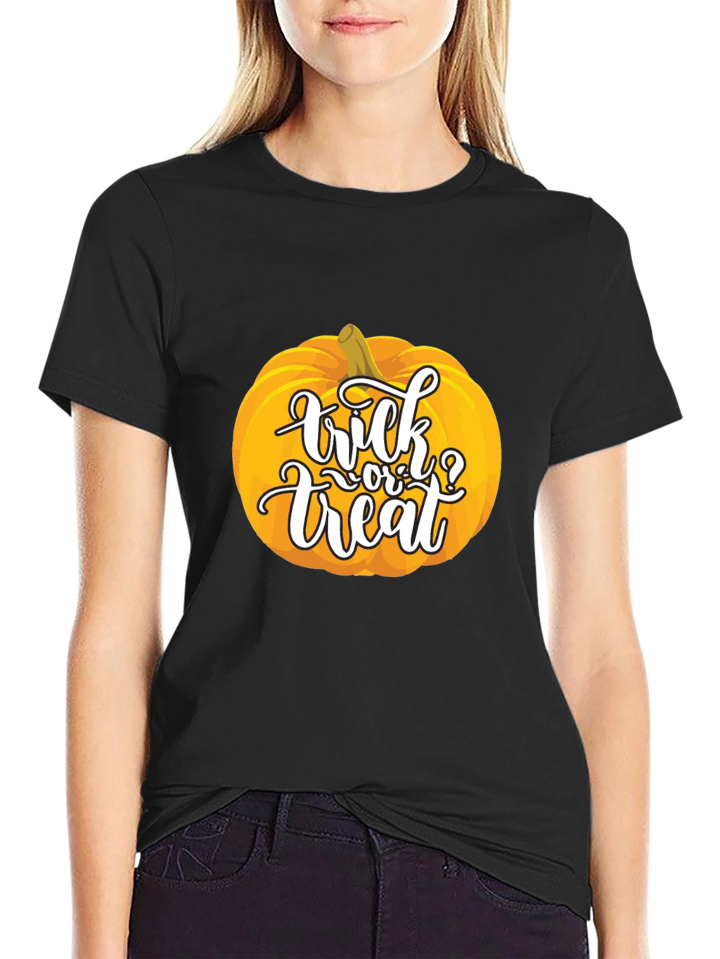 Halloween Pumpkin Trick or Treat Black T-Shirt