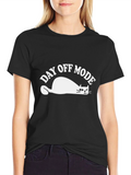 Day Off Mode T-Shirt - Relaxed Lazy Cat Design