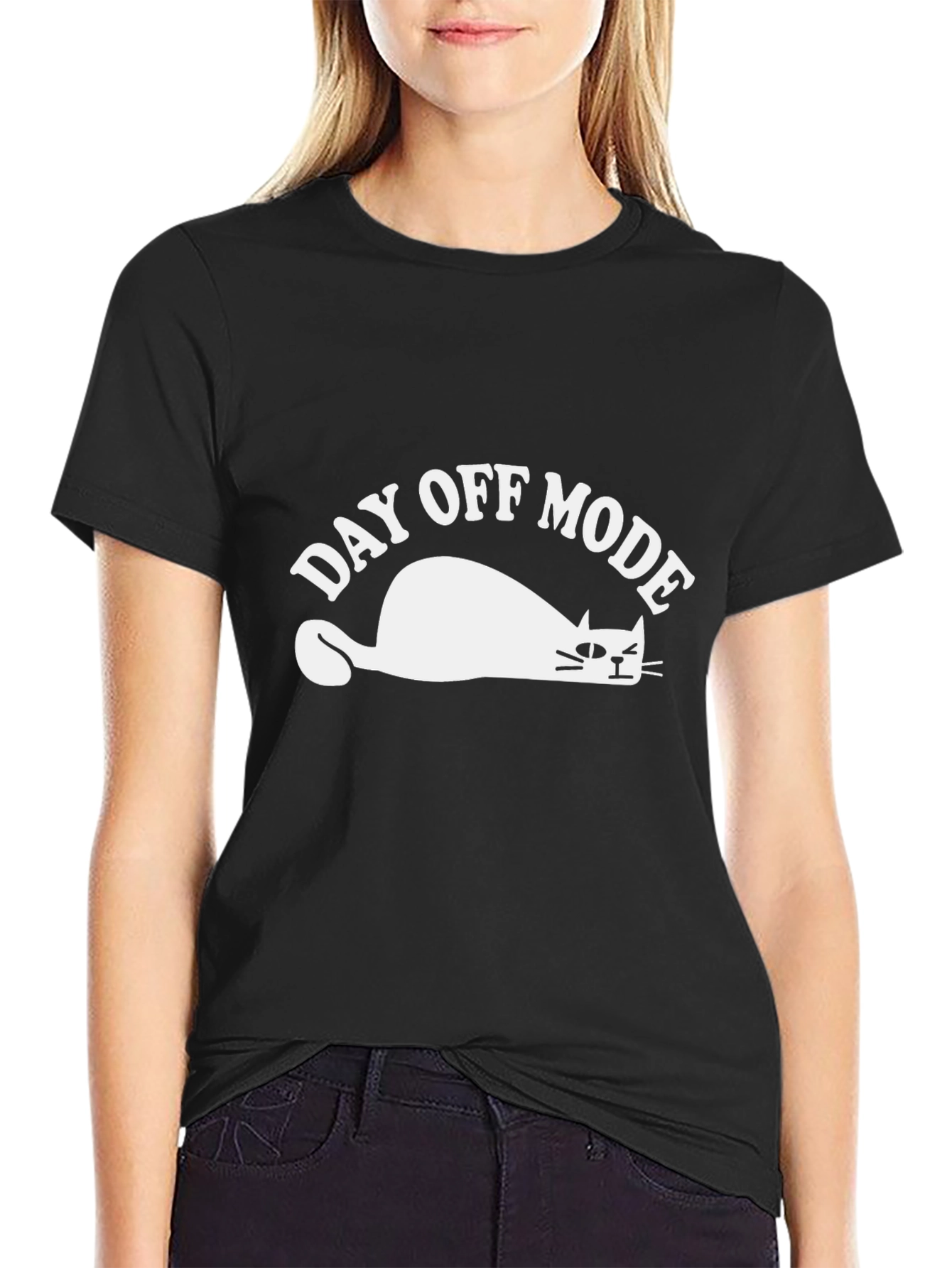Day Off Mode T-Shirt - Relaxed Lazy Cat Design