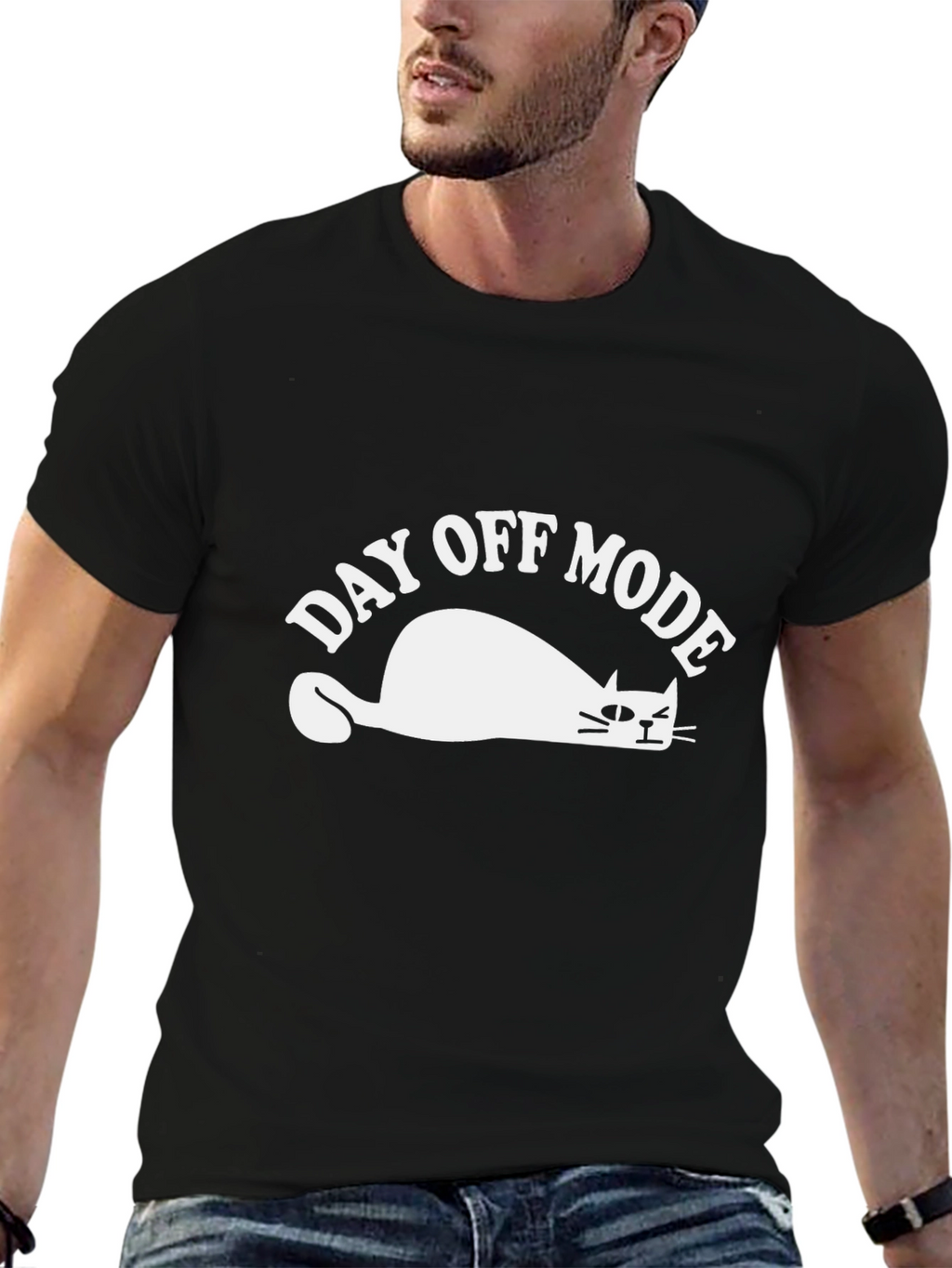 Day Off Mode T-Shirt - Relaxed Lazy Cat Design