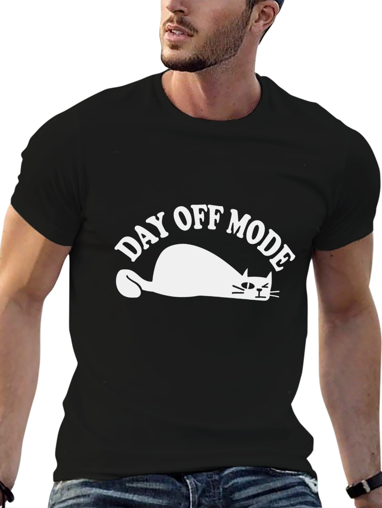 Day Off Mode T-Shirt - Relaxed Lazy Cat Design