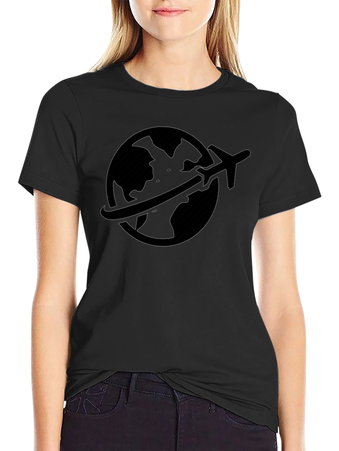 Travel Globe Graphic Tee - Black