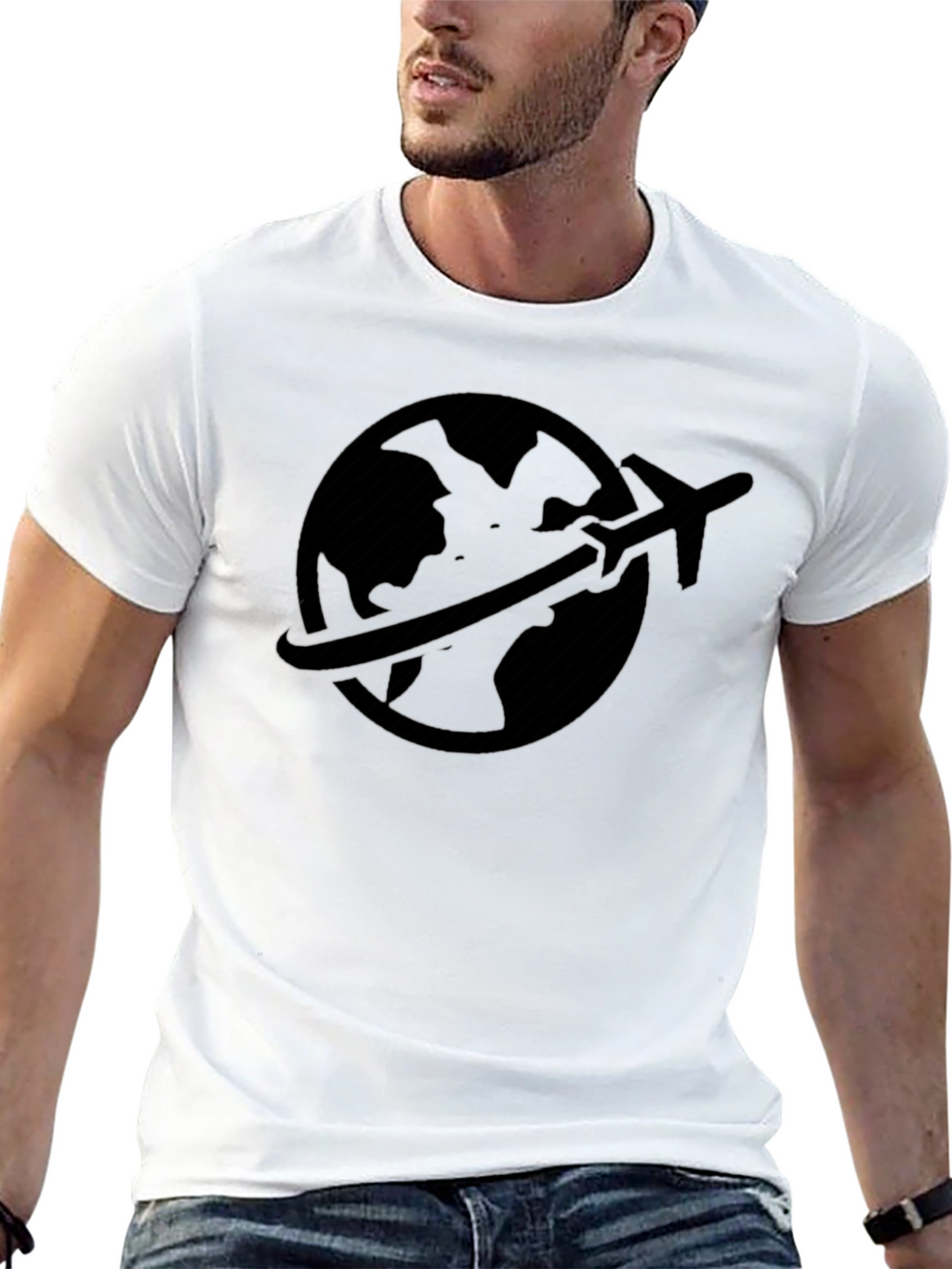 Travel Globe Graphic Tee - Black