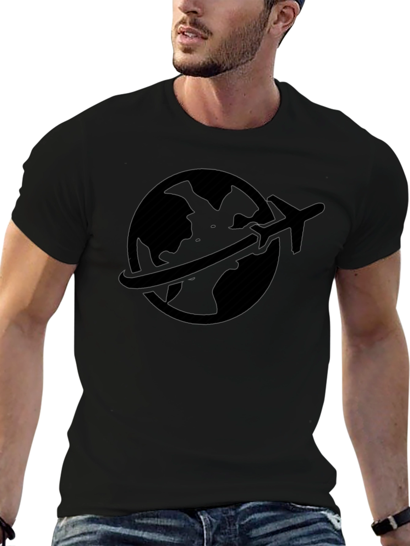 Travel Globe Graphic Tee - Black