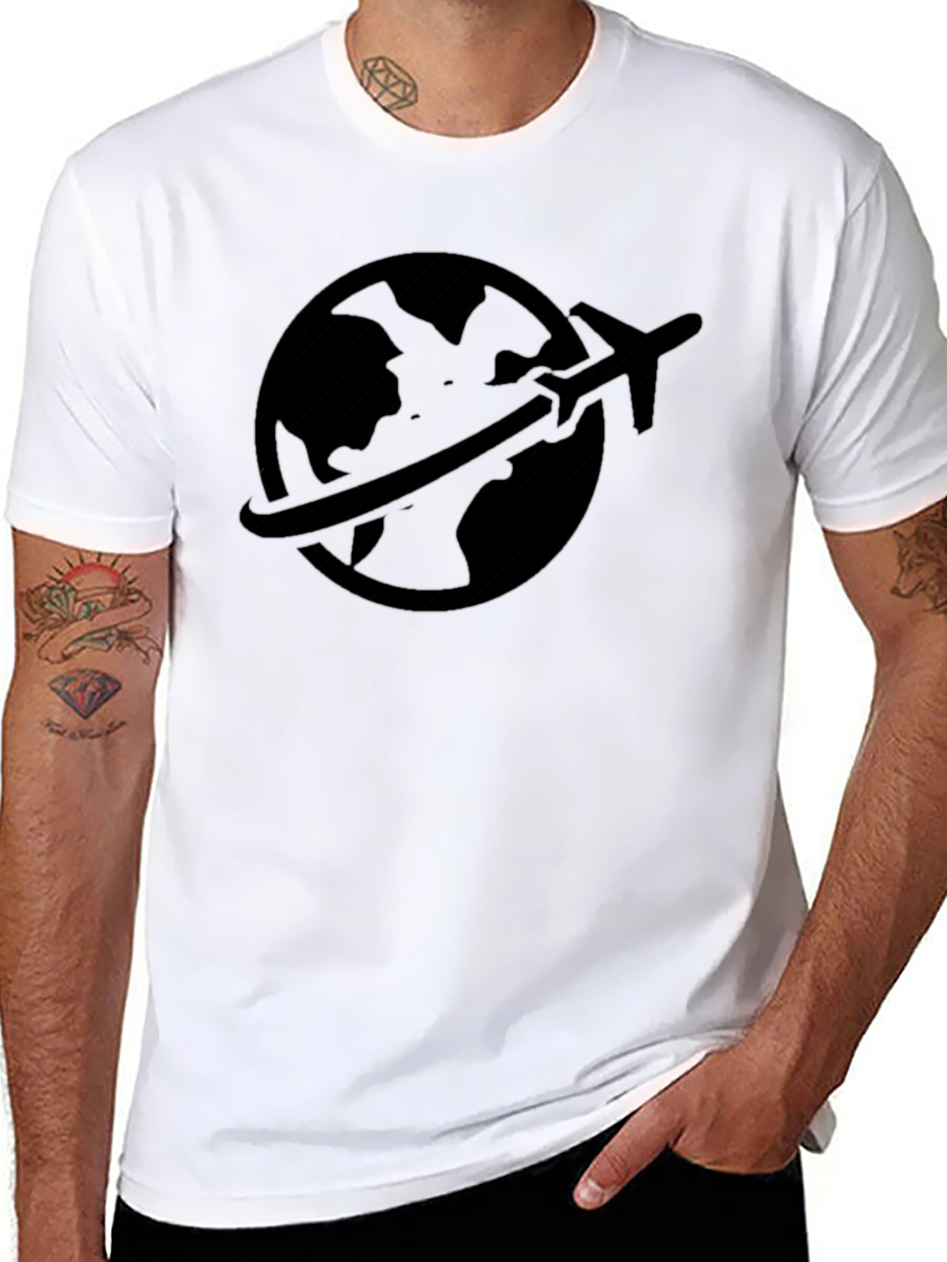 Travel Globe Graphic Tee - Black