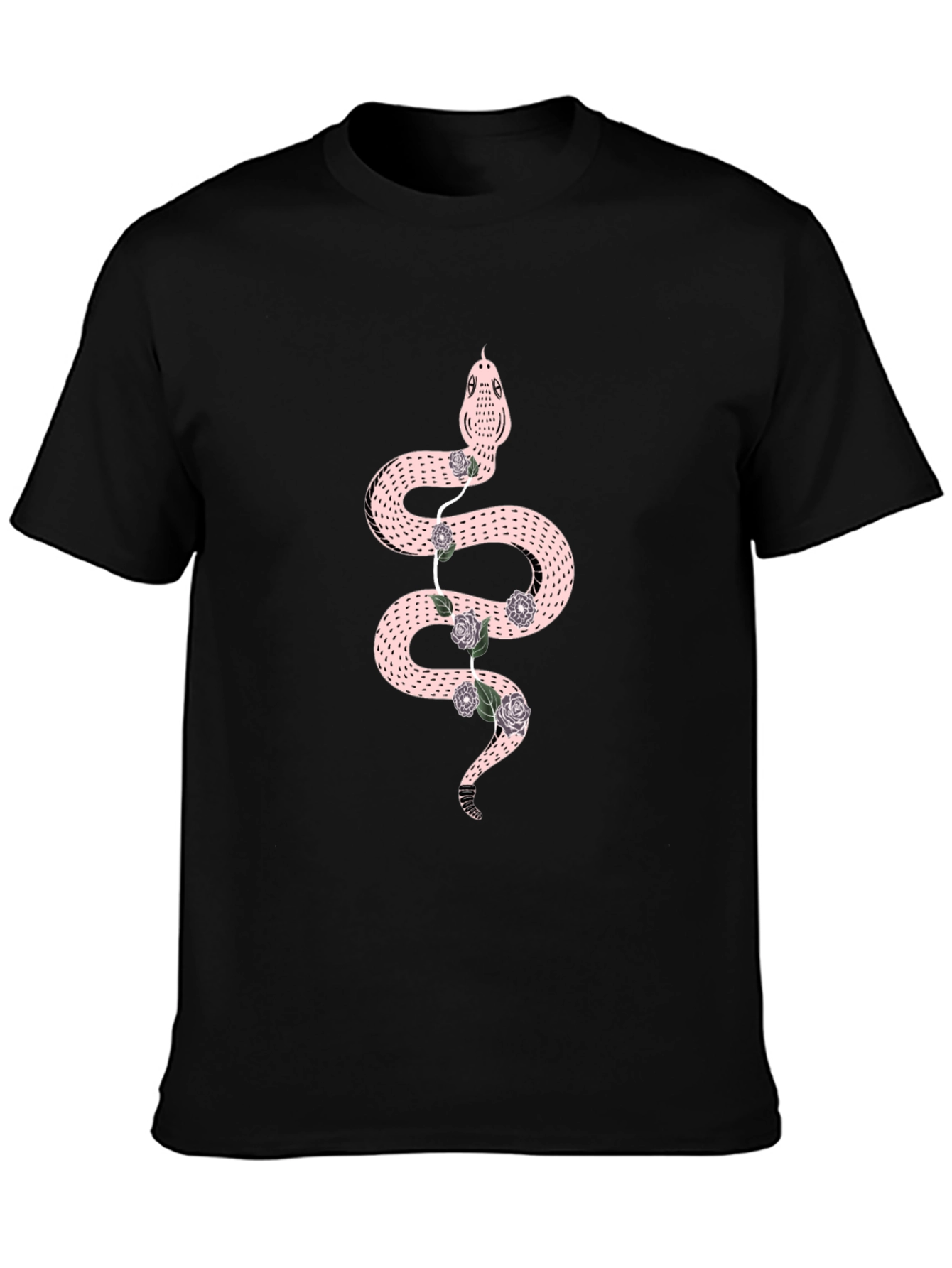 Snake & Roses Graphic Black T-Shirt