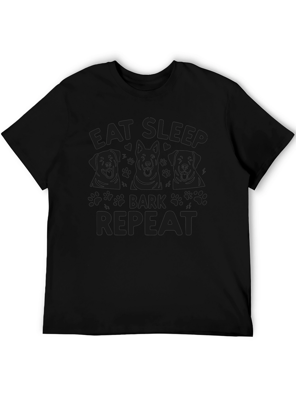 Eat Sleep Bark Repeat Black Graphic Tee